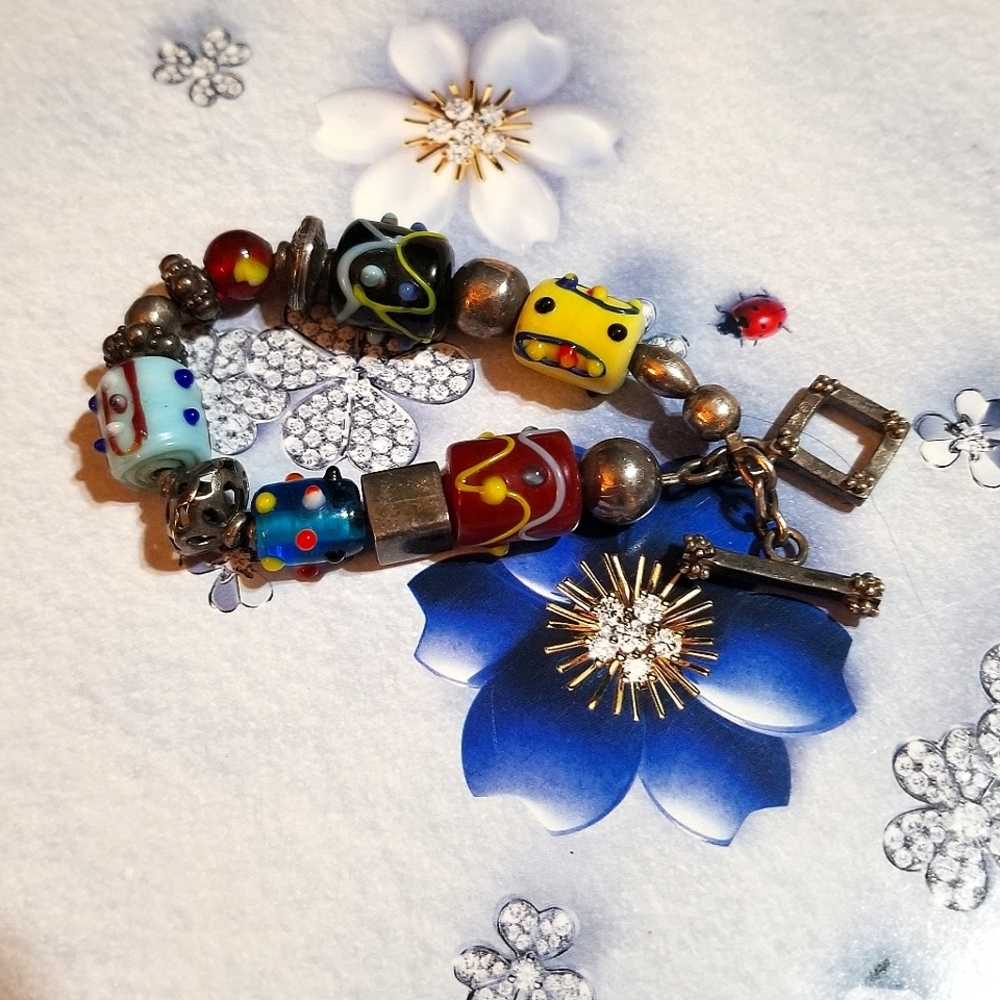 GORGEOUS Silpada Sterling Lampwork Glass Bracelet - Picture 2 of 7